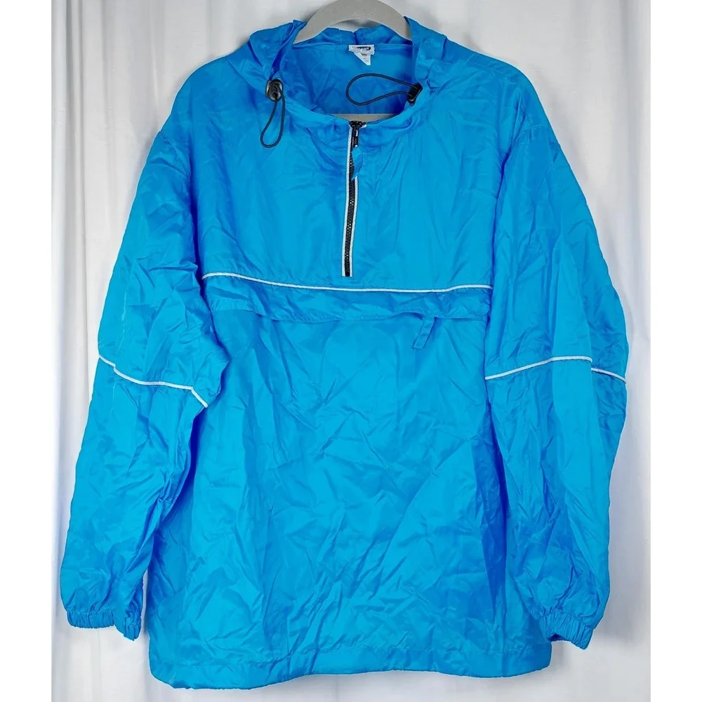 OLD NAVY Anorak Rain Jacket Self Storing Blue Size Medium Made In Russia